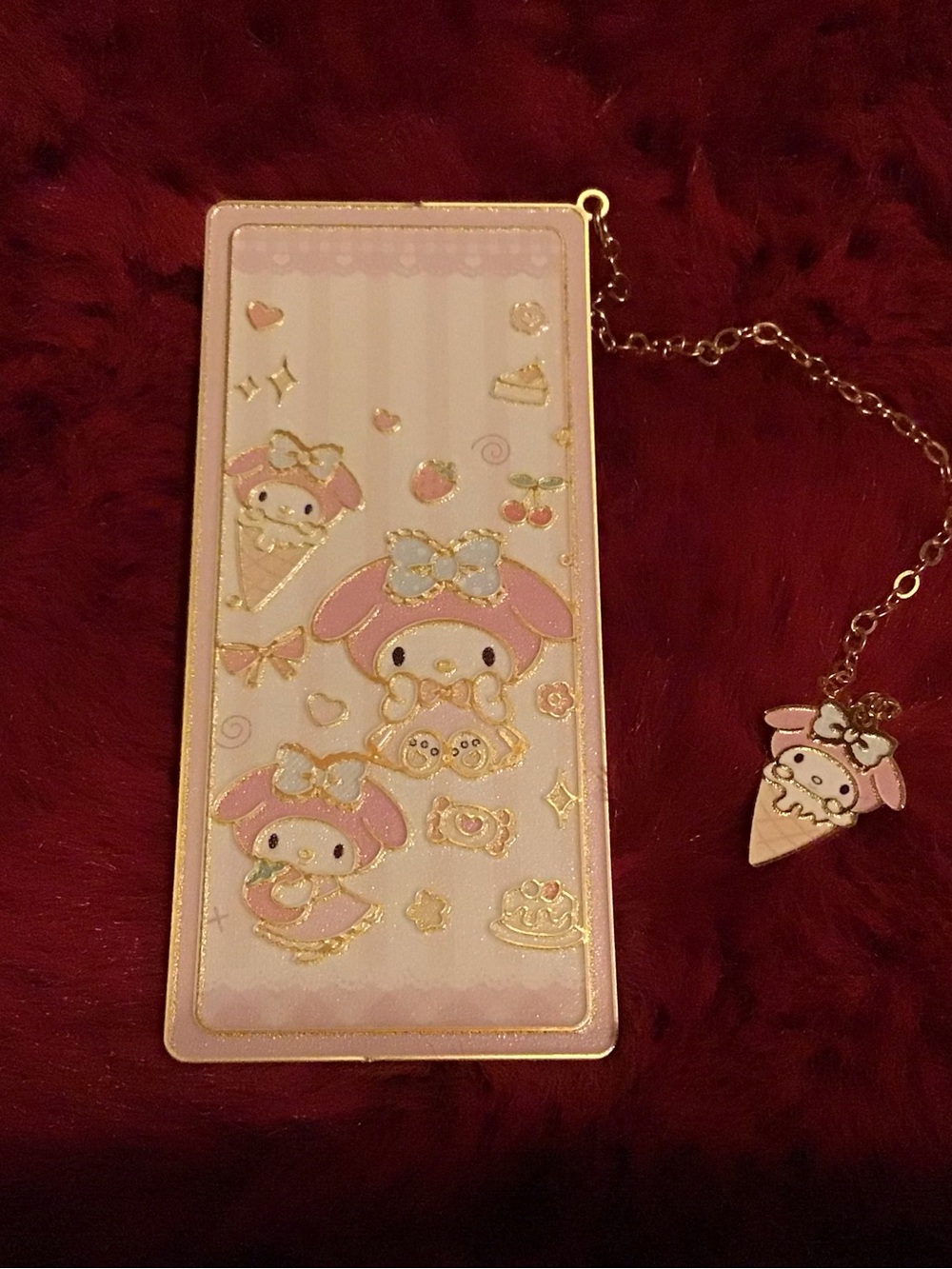 Sanrio My Melody Pink and Gold bookmark with Charm
